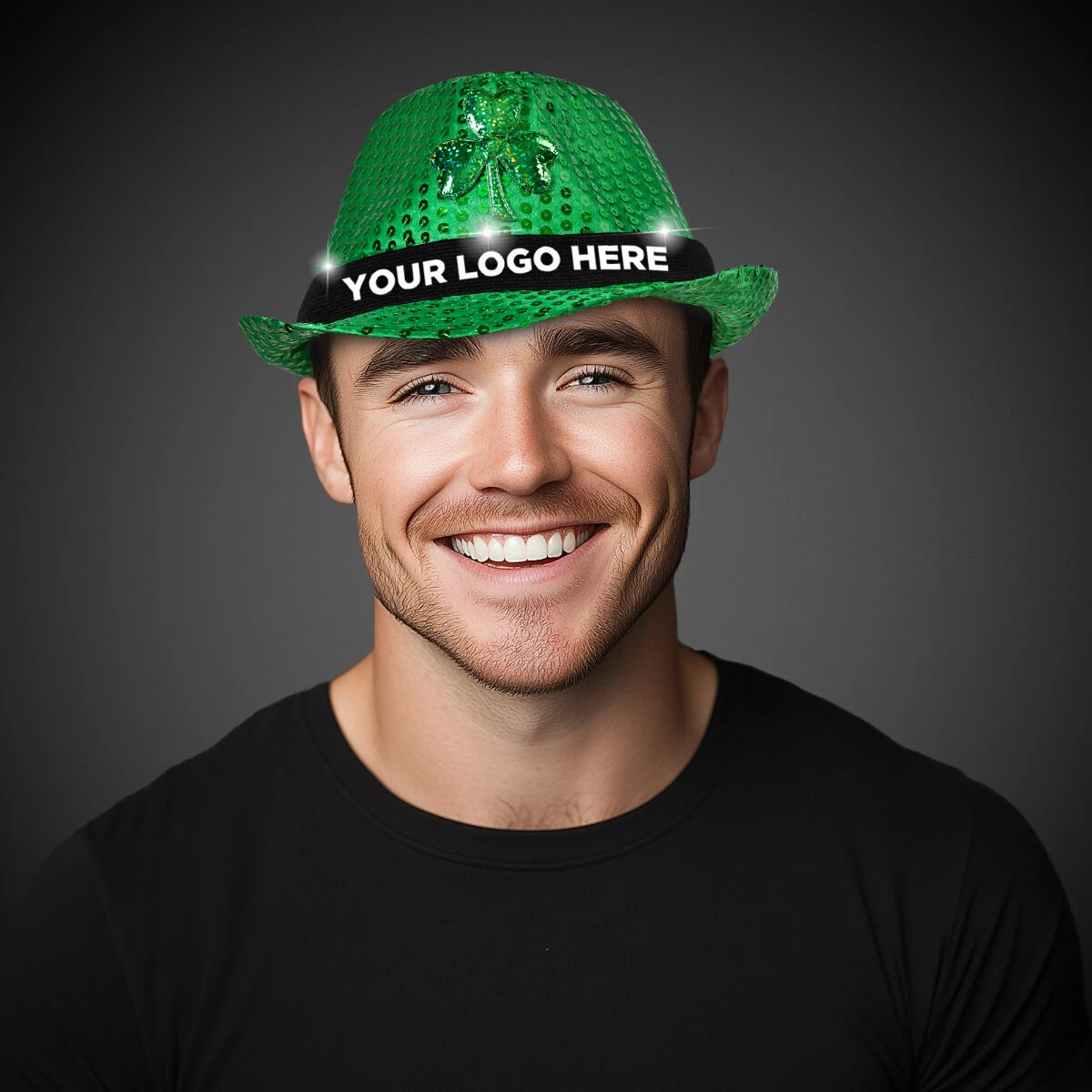 St Patricks Light Up Sequin Fedora Hat(blank) 1