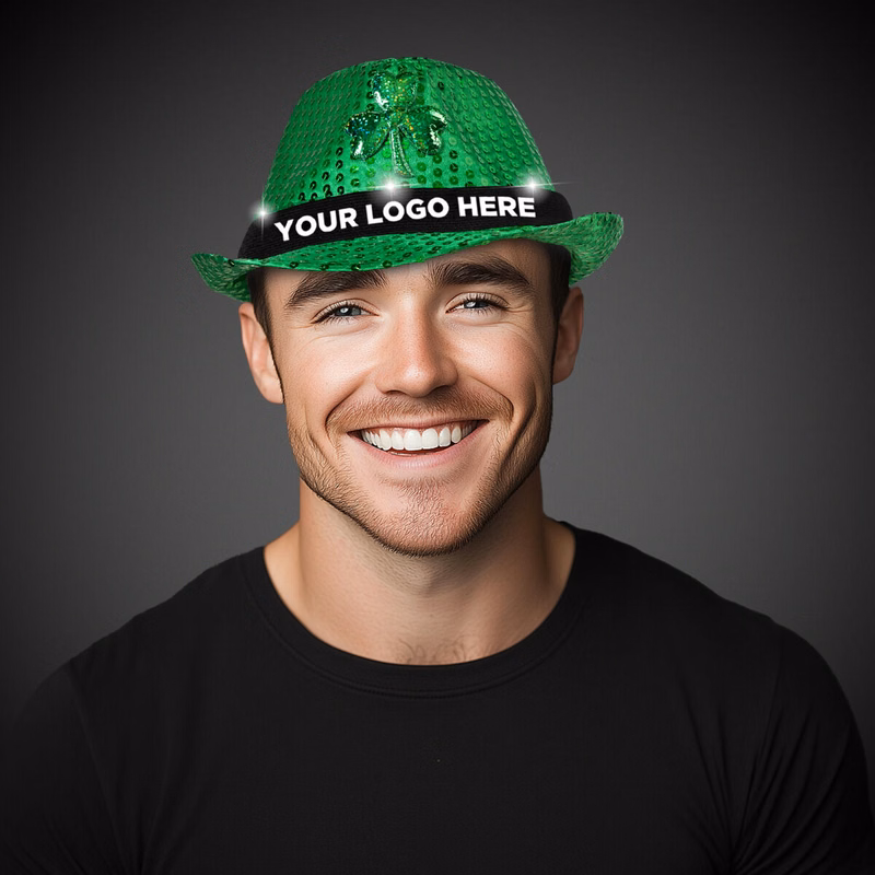 St Patricks Light Up Sequin Fedora Hat(blank)