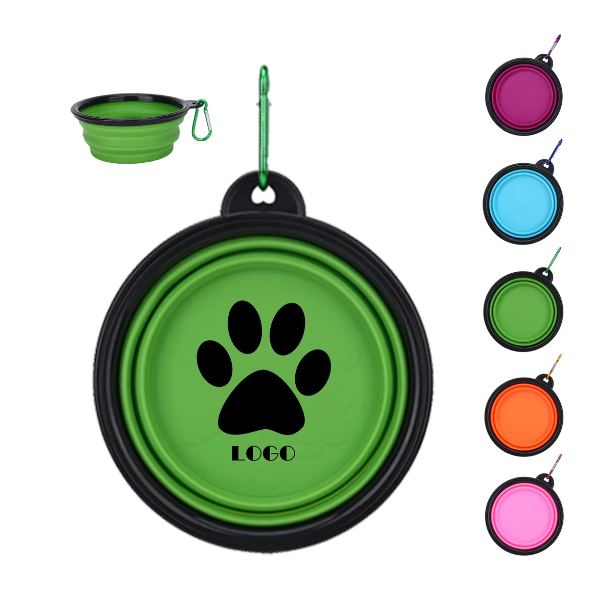 12oz Foldable Collapse TPE Pet Bowl Carabiner 1