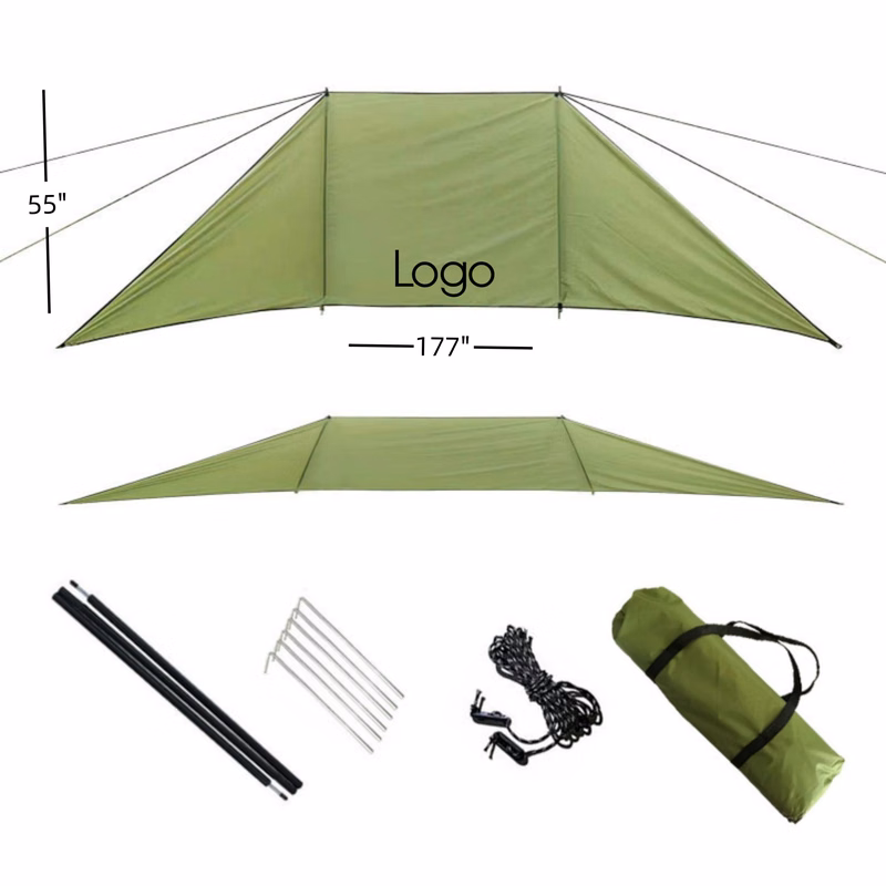 177" x 55" Trapezoidal Outdoor Wind Protection 3 Panel Design