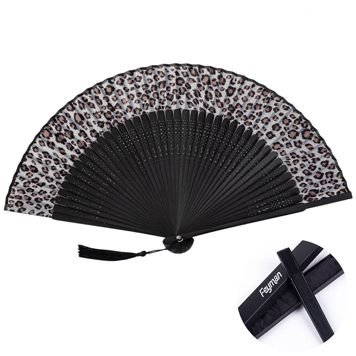 Womens Vintage Folding Hand Fan w/ Tassel 1