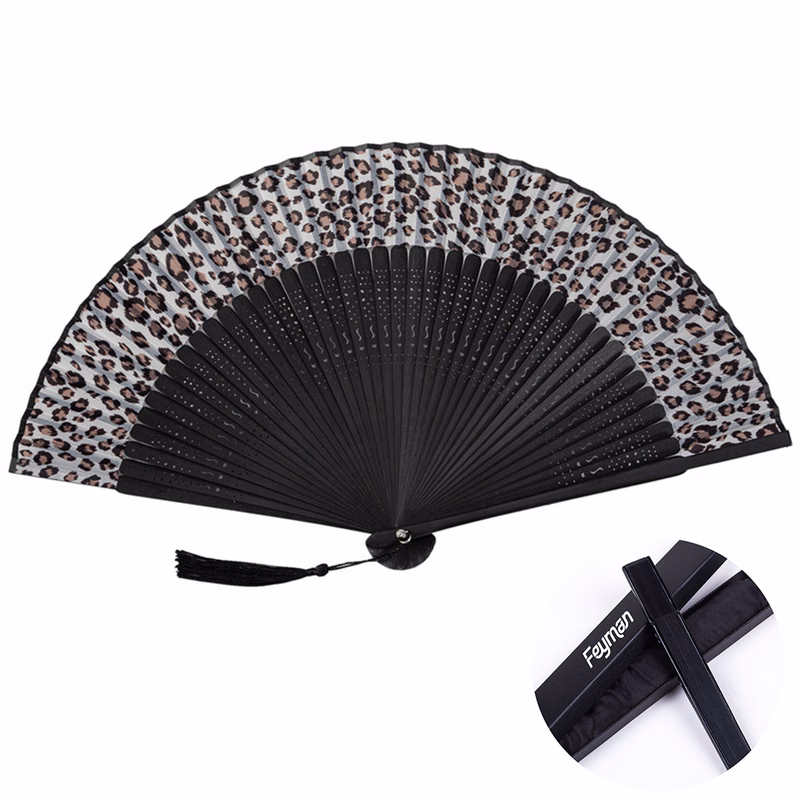 Womens Vintage Folding Hand Fan w/ Tassel