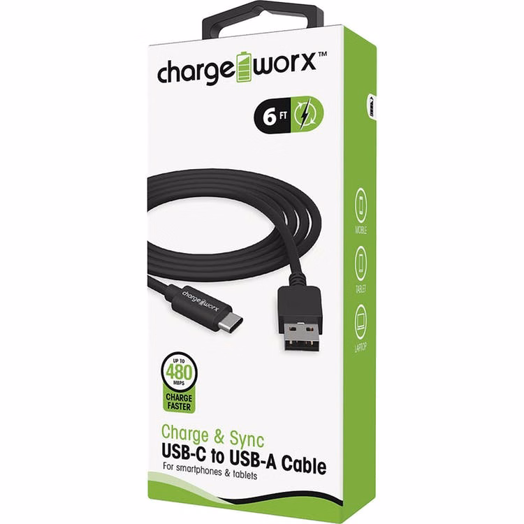 Type C USB Chargers - Black 6'