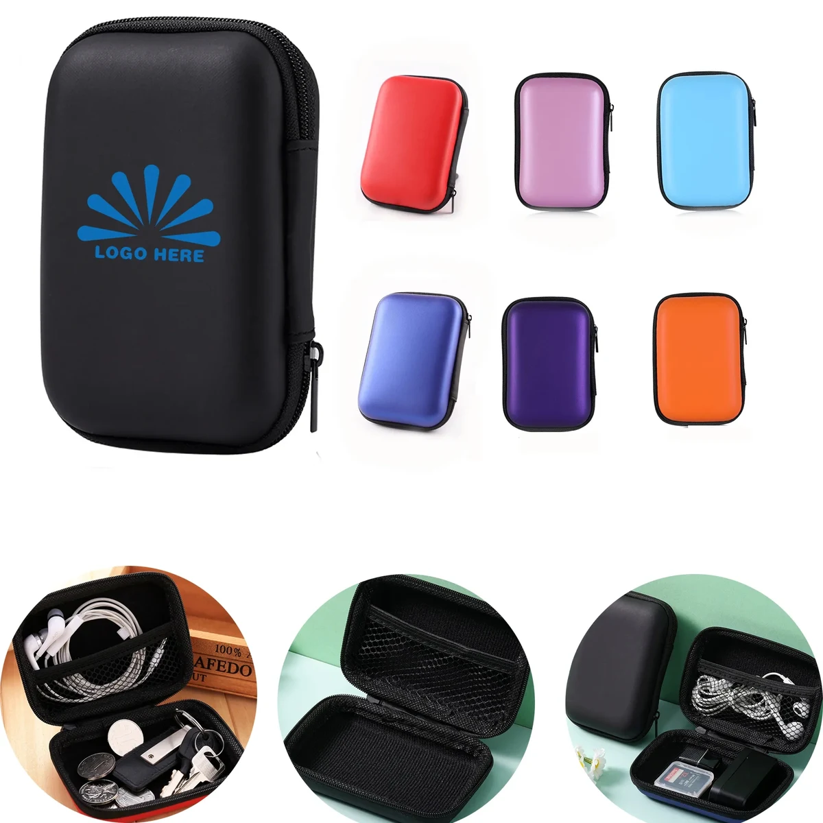 EVA Earphone Storage Pouch Cable Organizer Square Zip Bag 1