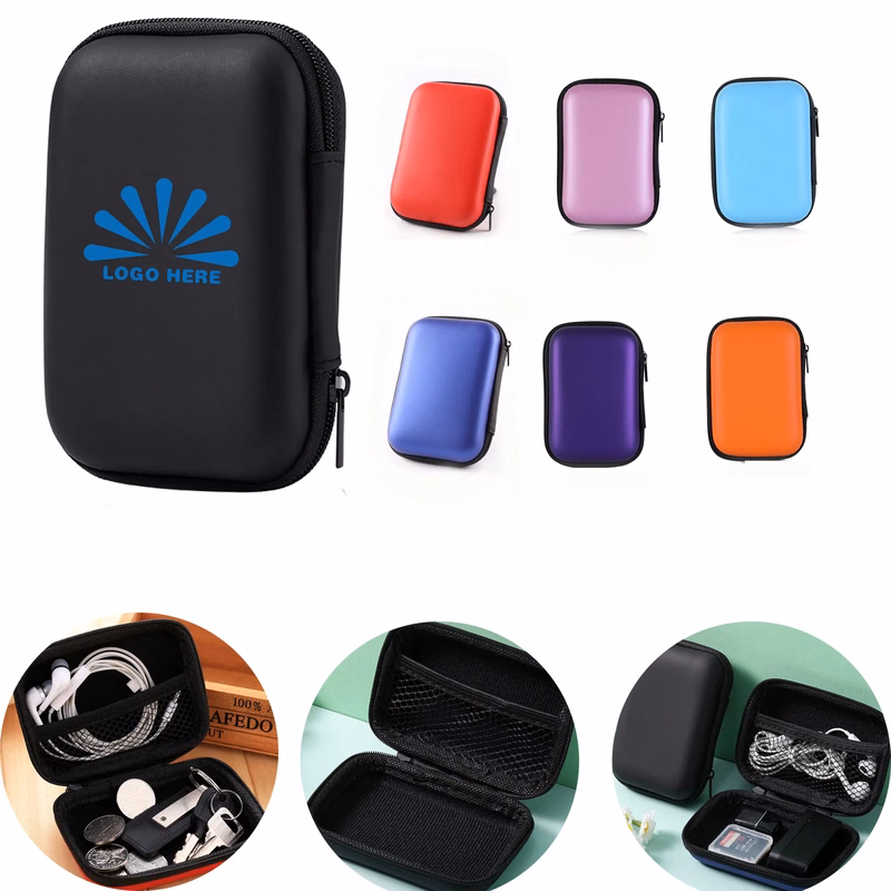 EVA Earphone Storage Pouch Cable Organizer Square Zip Bag