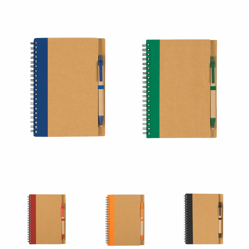 5.5"L X 3.5"W Eco-Friendly Spiral Notebook With Pen