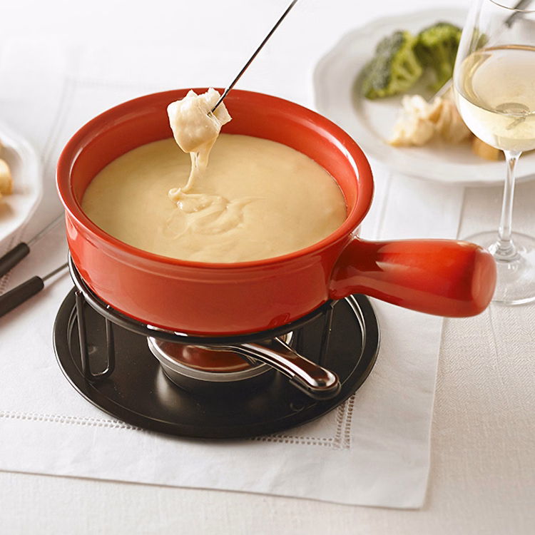 Cardinal Cheese Fondu Set from Trudeau in ceramic and metal
