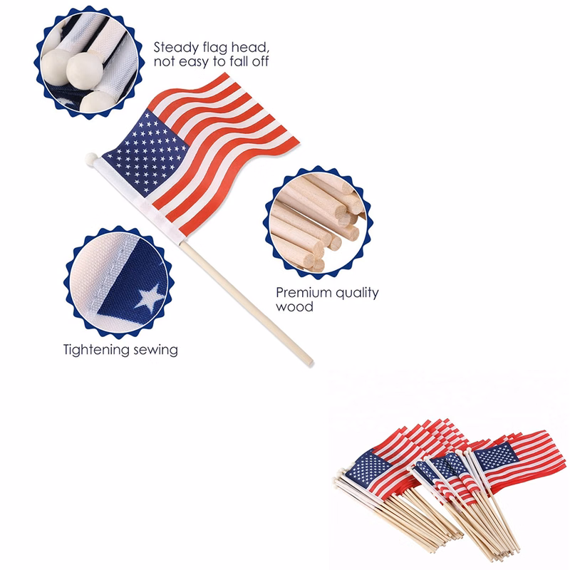 4" x 6" American Flag w/ Wooden Stick