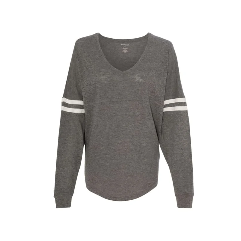 Boxercraft Women's Slub Jersey Varsitee V-Neck Long Sleeve T-Shirt - T17 1