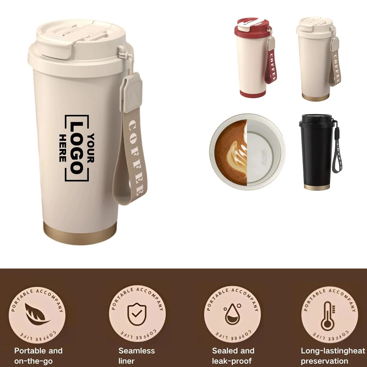 18oz Ceramic Liner Stainless Steel Three Drink Coffee Cup 1