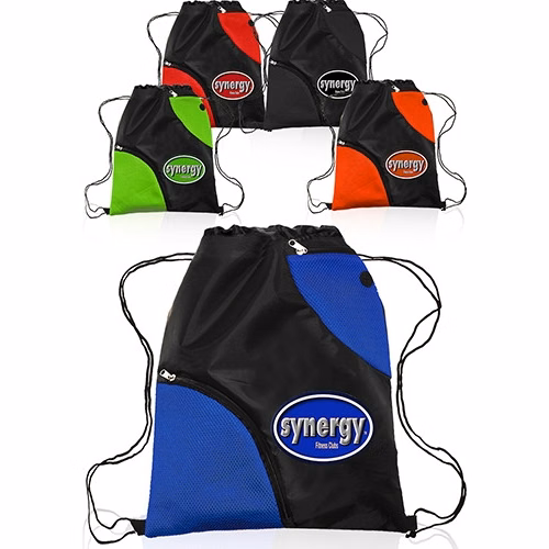 Polyester Drawstring Bag with Accent Pockets