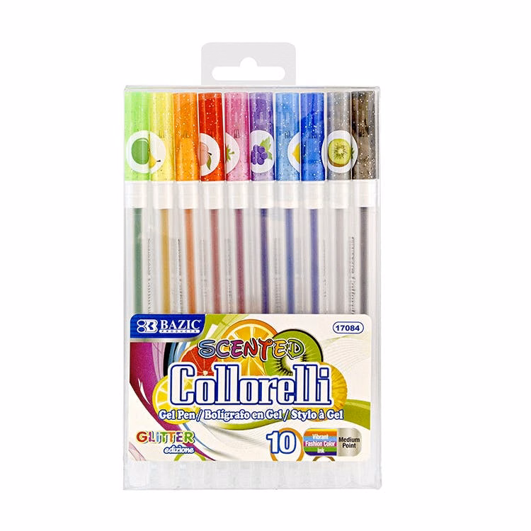 Scented Gel Pens - 10 Pack Glitter Colors