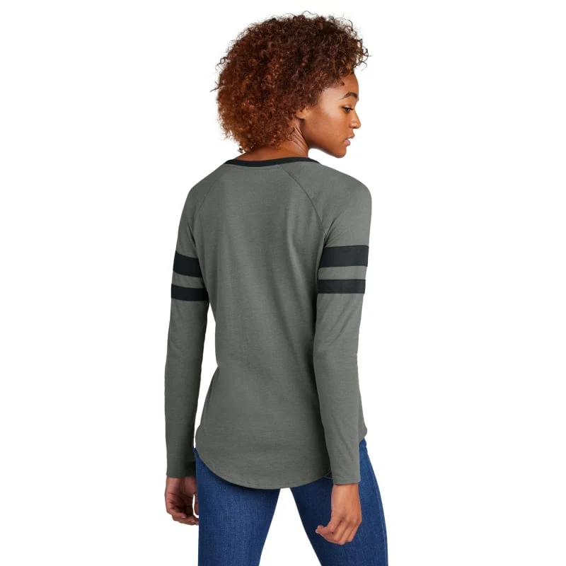 Sport-Tek Women's Halftime Stripe Long Sleeve V-Neck Tee 1