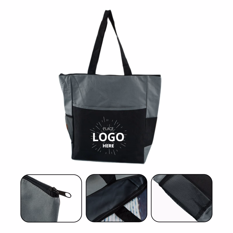 Two-Tone Zippered Tote Bag