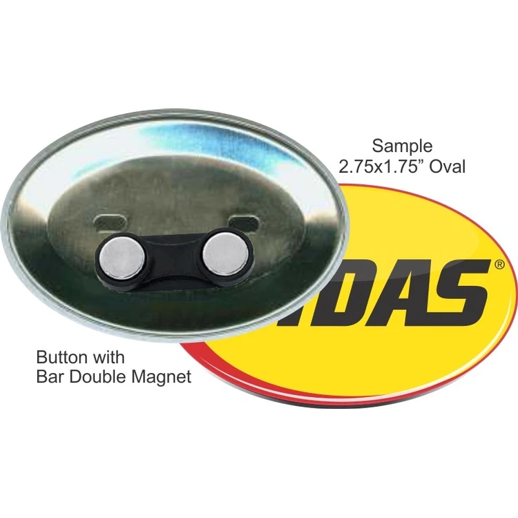 Bar Double Magnet 2 3/4 Inch X 1 3/4 Inch Oval Button 1