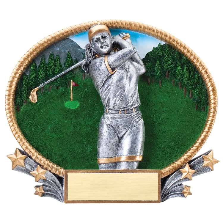 Large Golf Female 3D Oval Resin Awards 1