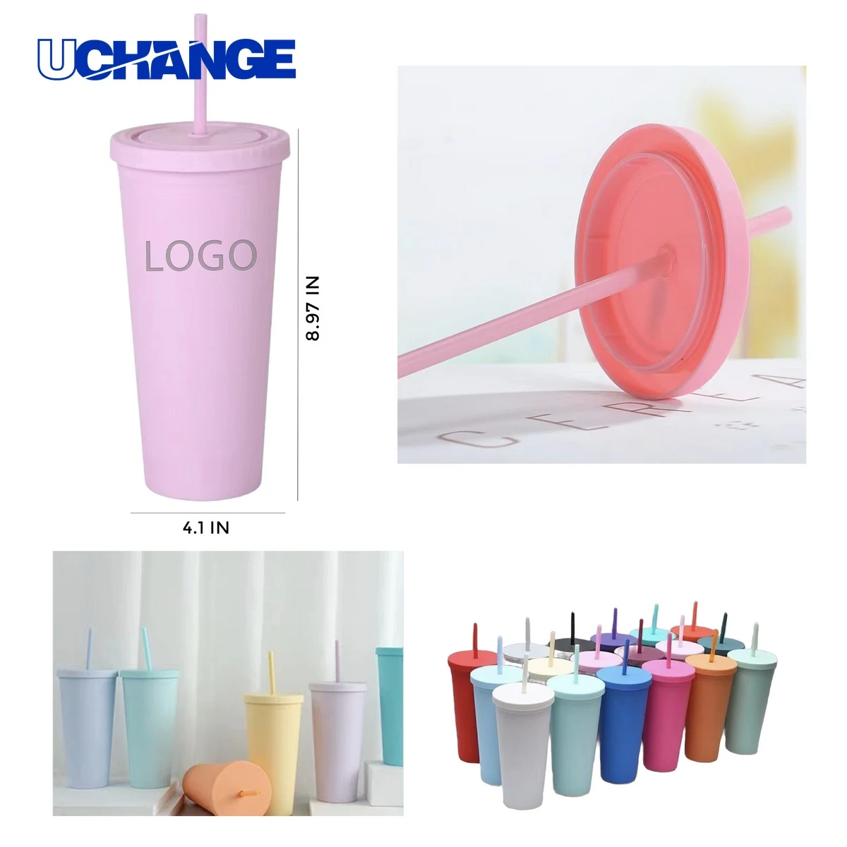Convenient Plastic Straw Cup Container (24oz) 1
