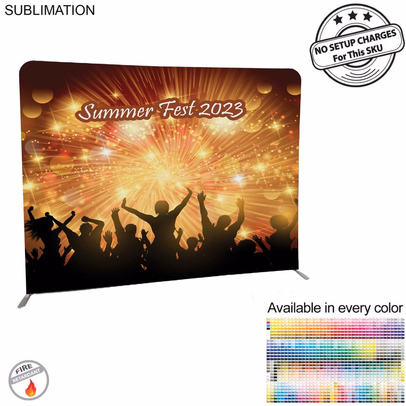 Event 8'W x 8'H EuroFit Tension Fabric Straight Wall Display Kit, Double Sided Graphics