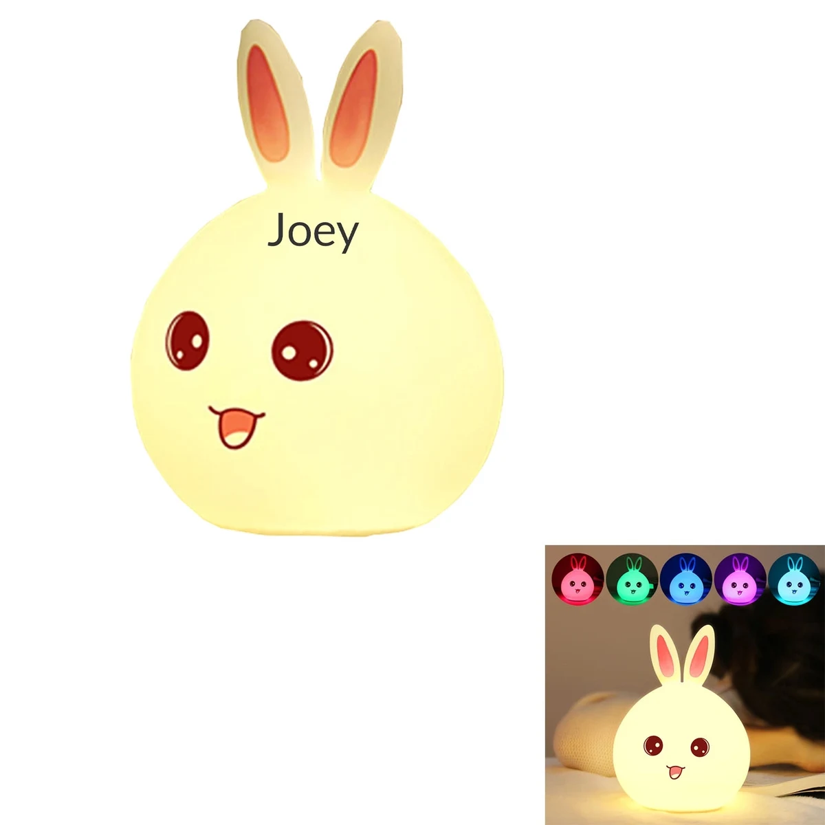 Cute Rabbit Multi-Color Silicone Nursery Night Light 1
