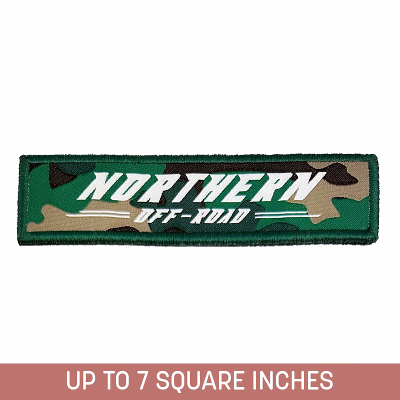 Custom Shape Woven Patch (Hook & Loop) Up To 7 Sq. In. w/ Embroidered Edge