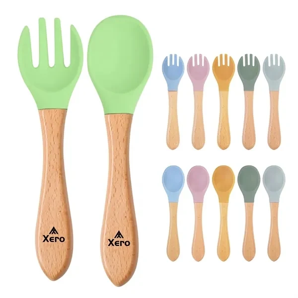 Custom Baby Silicone Spoon and Fork Set — FDA Approved Feeding Utensil 1