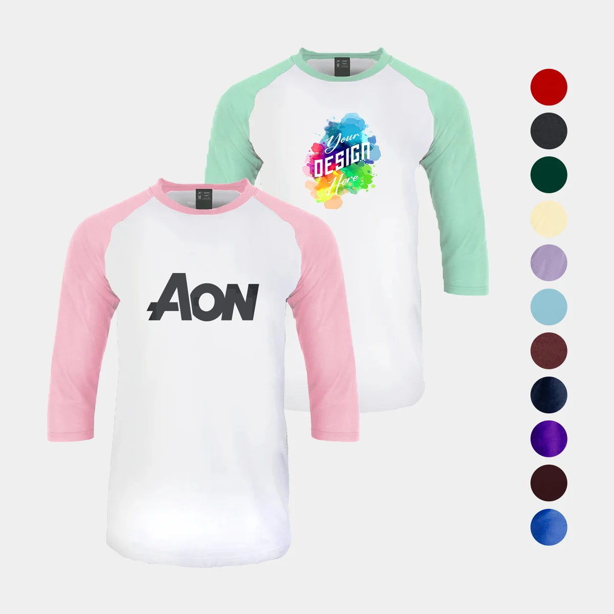 Men's Classic 3/4 Baseball Tee with White Body 1