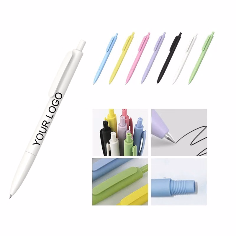 Plastic Ballpoint Pen with Solid Color Holder and Custom Logo