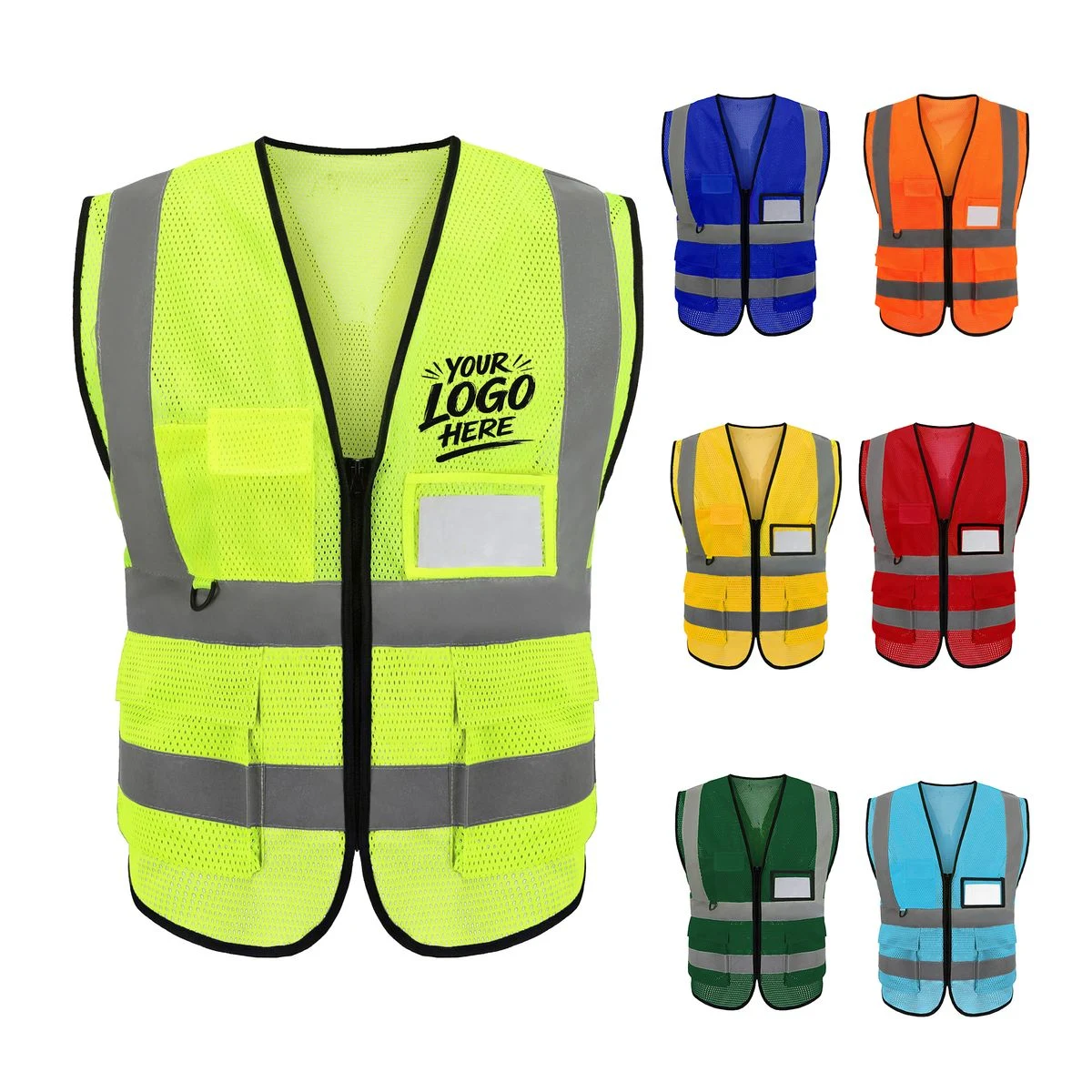 Mesh Reflective Safety Vest Zipper High Visibility 1