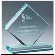 3 1/2" x 3 1/2" Jade Diamond Jewel Bevel Acrylic Award