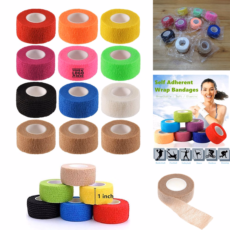 First Aid Sports 1" x 5 Yards Self Adhesive Elastic Bandage Wrap Stretch Self-Adherent Tape