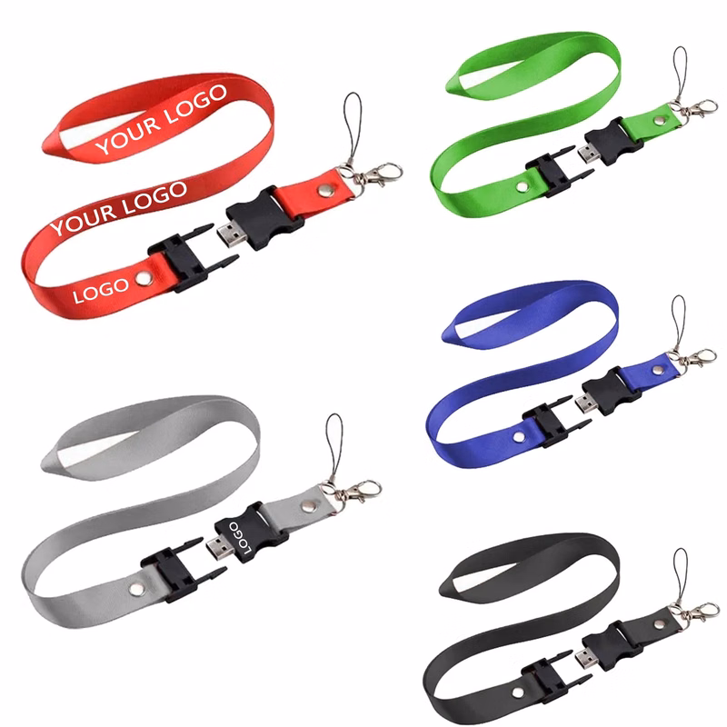 Detachable 3/4" Lanyard with USB Flash Drive MOQ100pcs