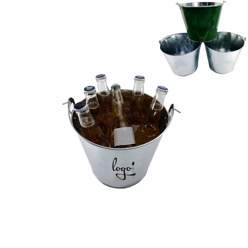 Galvanized Metal Beverage Ice Bucket 1.3 Gallon