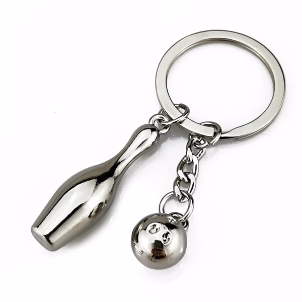 Custom Metal Bowling Keychain Ball and Pins Design — Sports Club Commemorative Gift