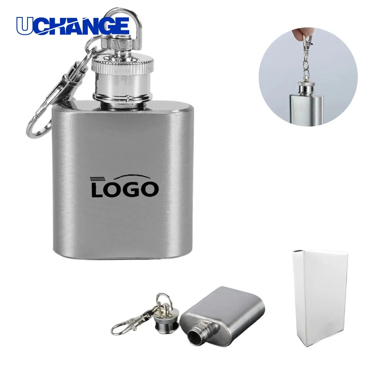 Stainless Steel 1oz Flask Keychain 1
