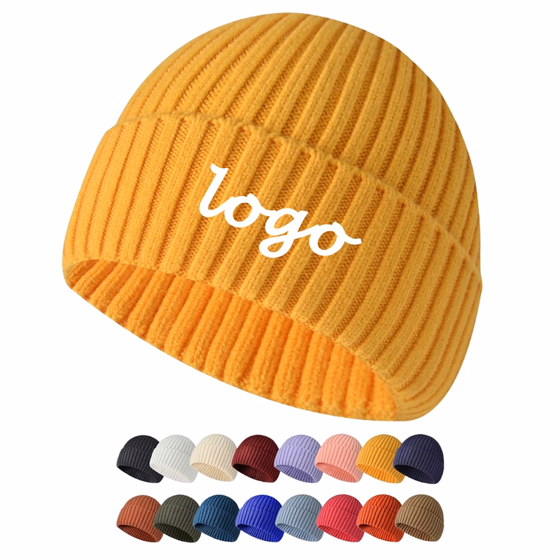 Soft Faux Rabbit Fur Ribbed Beanie Winter Warm Hat for Women Men