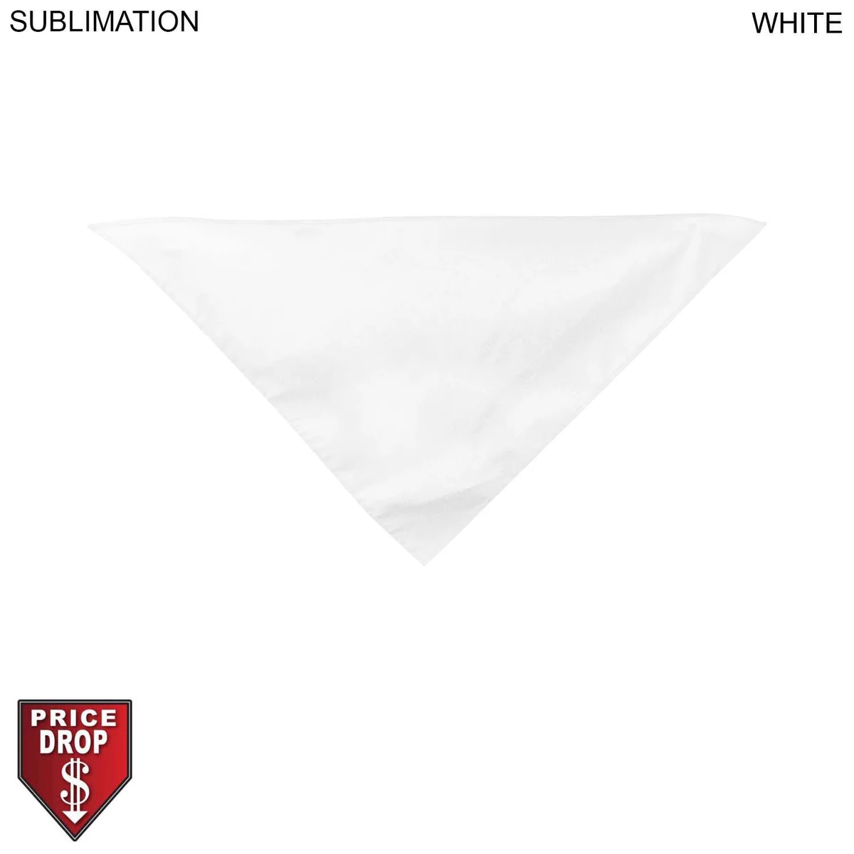Small Dog Bandana, 14x14x20, Stitched Edges, White, Blank Only 1