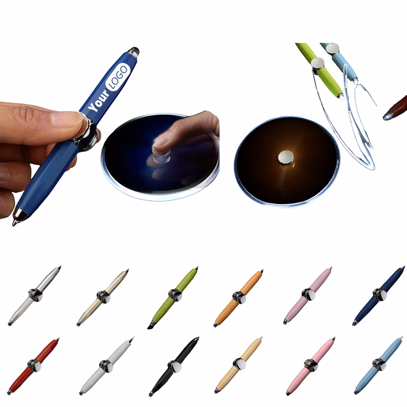 LED Light Metal Fidget Spinner Stress Relief Ballpoint Pen