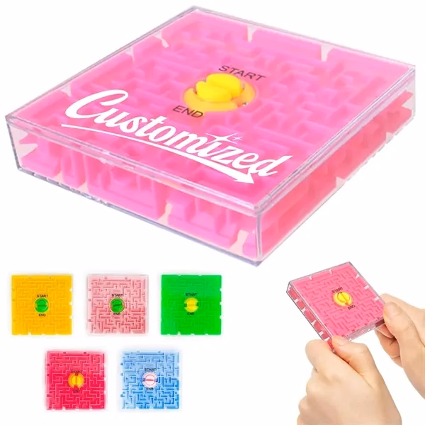Custom Plastic Maze Puzzle with Metal Ball — Pocket-Sized Mental Focus Stress Toy