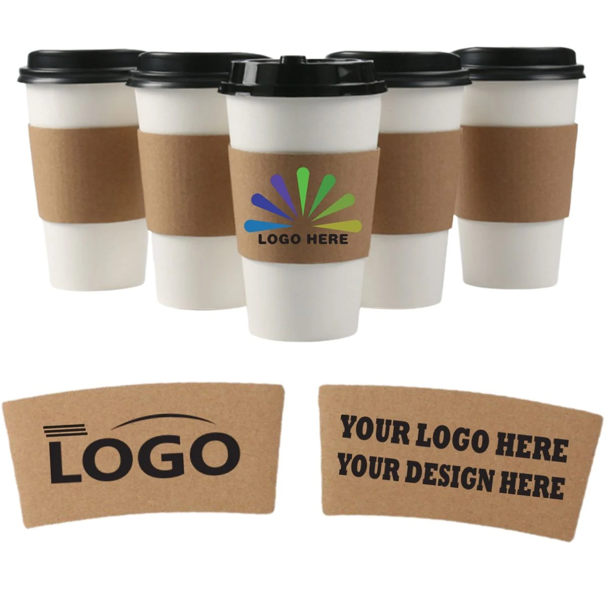 Corrugated Kraft Paper Insulated Cup Sleeve With Custom Logo, custom koozie with logo imprint 1