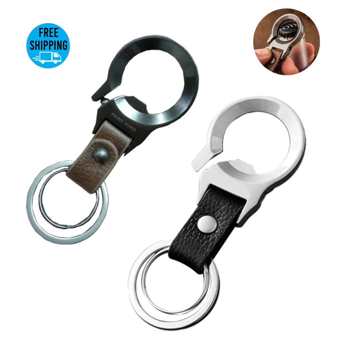 Vegan Leather Bottle Opener Keychain 1