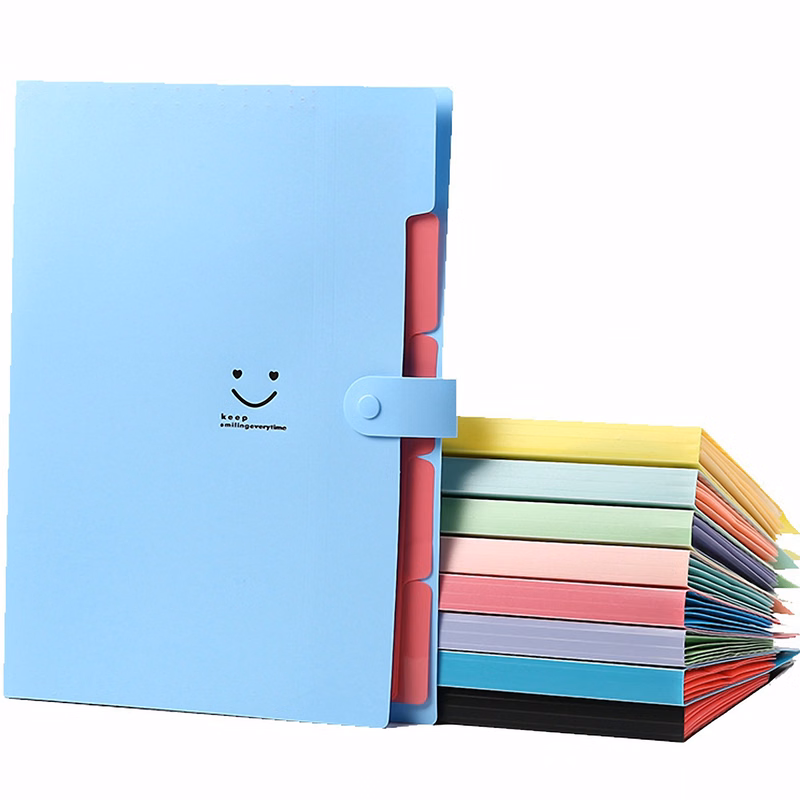 Expandable Poly File Folder with Snap Closures and Multi Pockets