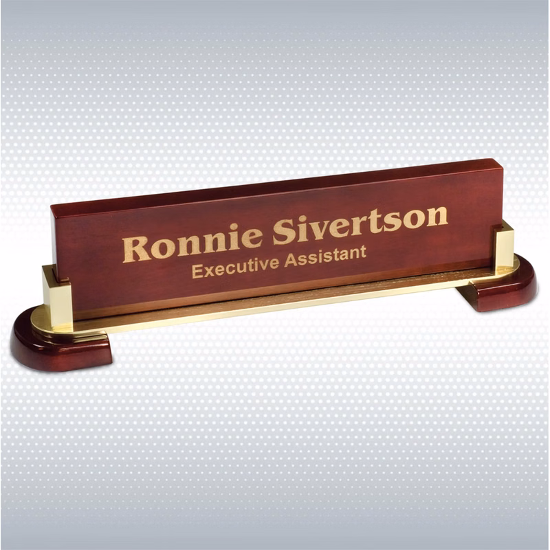 12 1/2" x 3 1/4" Rosewood Piano Finish and Metal Name Bar