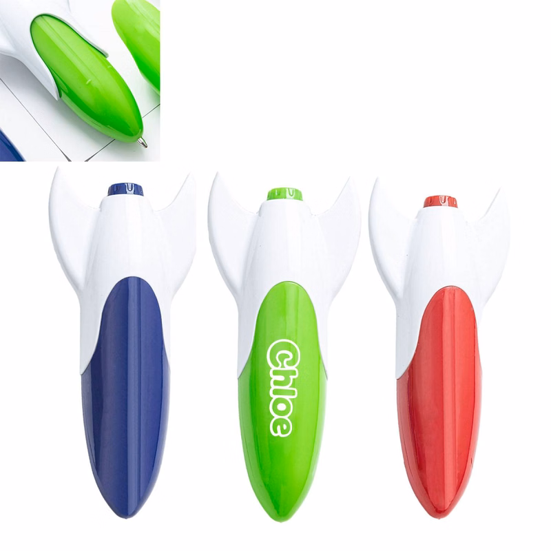 Cartoon Rocket Shaped Plastic Push Type Ballpoint Pen
