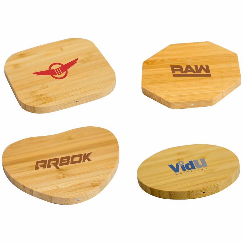 Slim Round Bamboo Qi Wireless Charging Pad