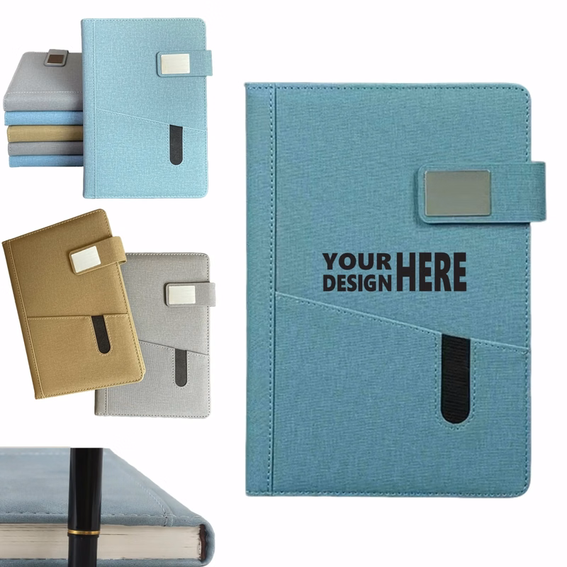 Custom A5 Business Fabric Notebook With Pocket