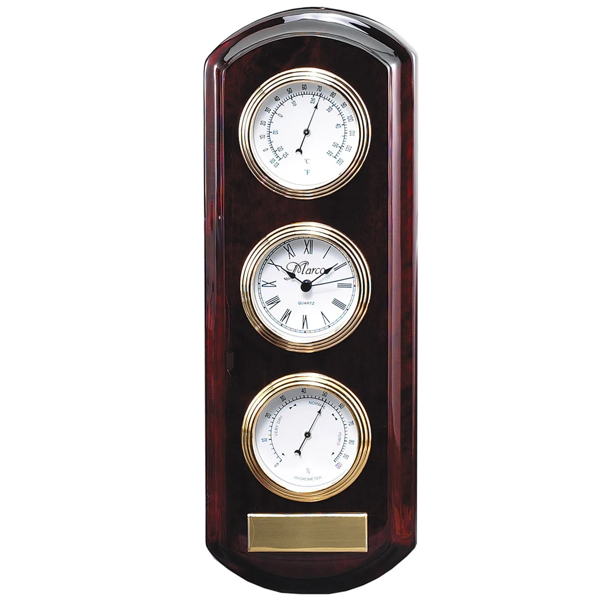 3 in 1 Rosewood Wall Clock, Thermometer and Hygrometer 1