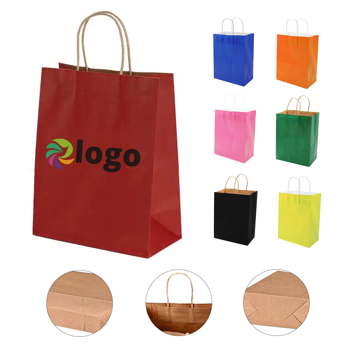 Recyclable Kraft Paper Shopping Bag(6" W x 8" H x 3" D) 1