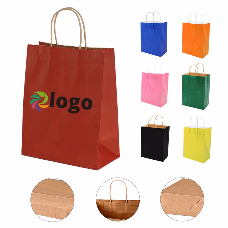 Recyclable Kraft Paper Shopping Bag(6" W x 8" H x 3" D)