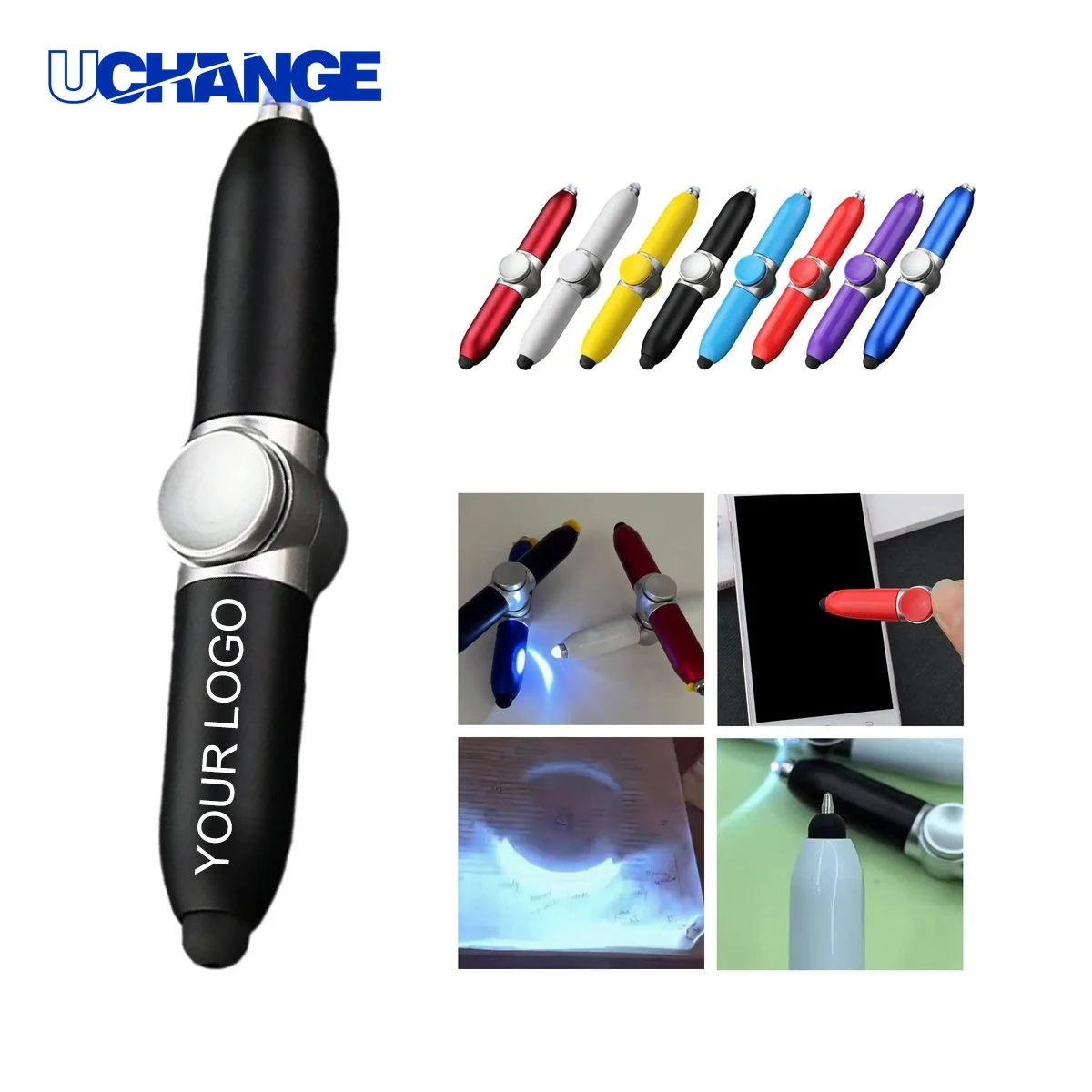 LED Fidget Pen Tool 0.4" x 5.12" with Stylus and LED Light for Stress Relief 1