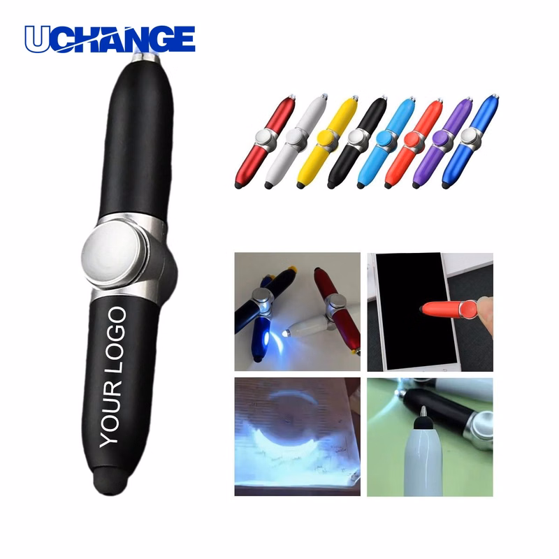 LED Fidget Pen Tool 0.4" x 5.12" with Stylus and LED Light for Stress Relief
